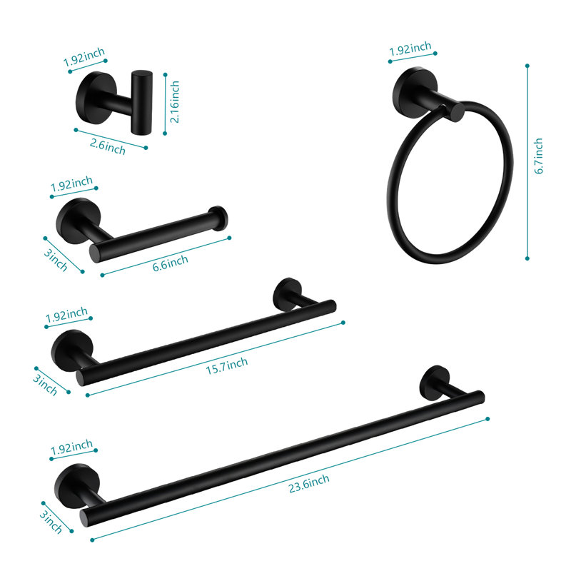 9 Bathroom Towel Rack In Stainless Steel. Matte Black Wall Mount, Modern Appearance, Scratch-, Easy Install Procession Steel . Luxury, Simple Method