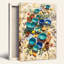 Art mural sur toile en céramique bleue avec citrons oranges et branches olive-132729901