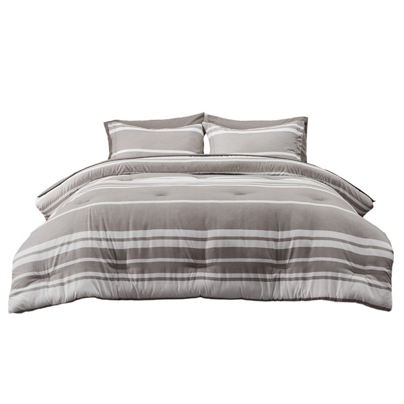 Bedsure Comforter Set, Cationic Dyeing Bed in a Bag with Comforter, Sheets, Pillowcases & Shams, Black Striped