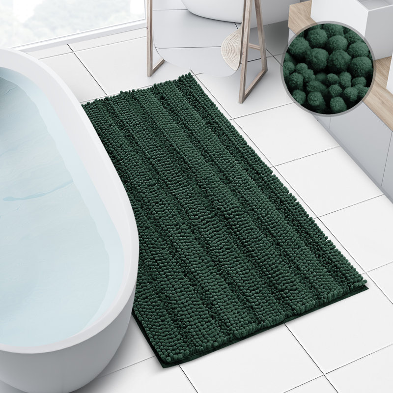 Hunter Green Microfiber Chenille Bath Rug