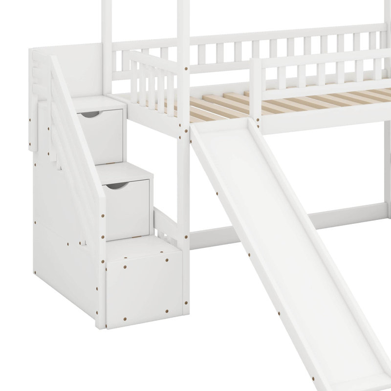 Lit mezzanine simple avec glissade, Blanc