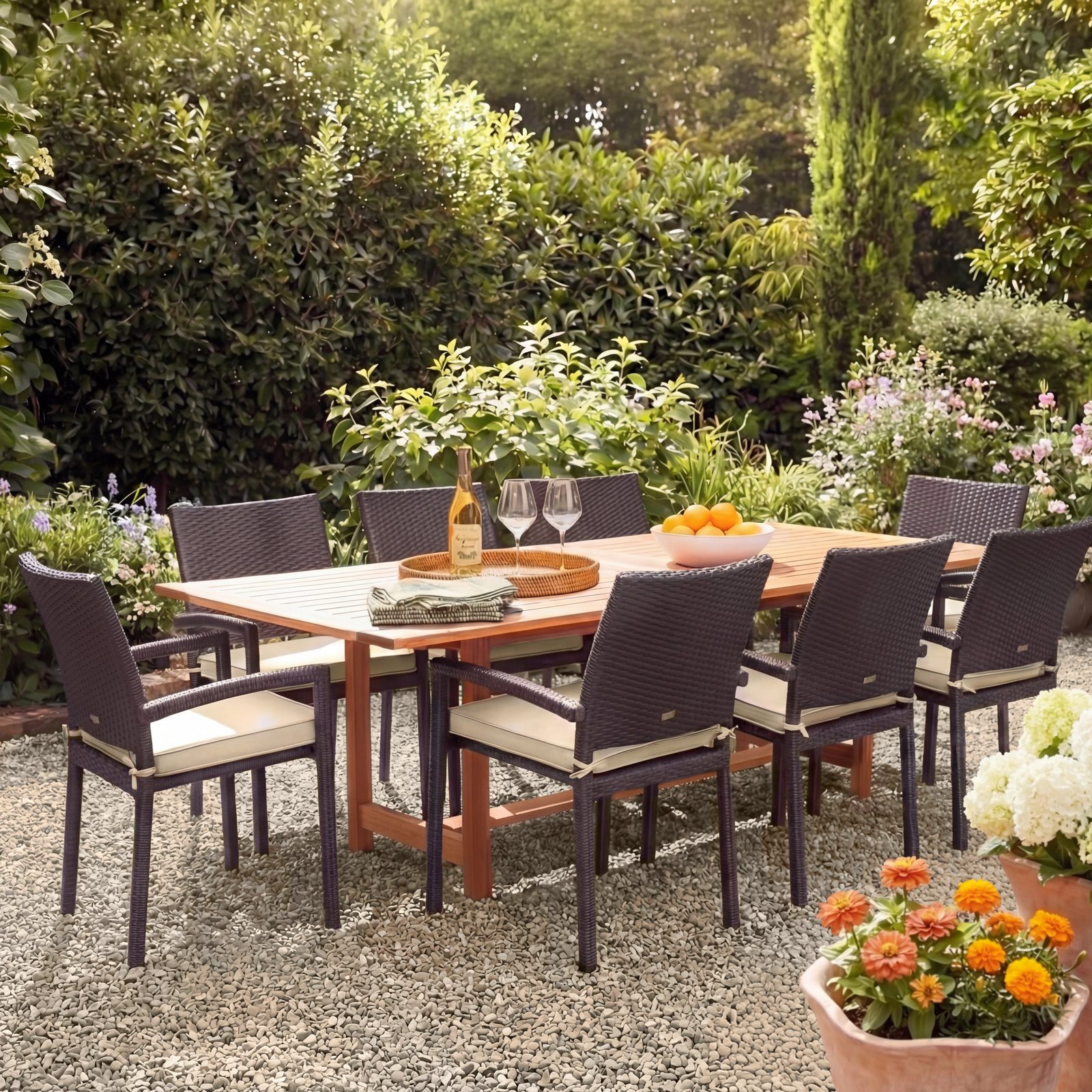 Alyisa Wicker Premium All-Weather Wicker Outdoor Stacking Dining Armchair with Cushion, Gray