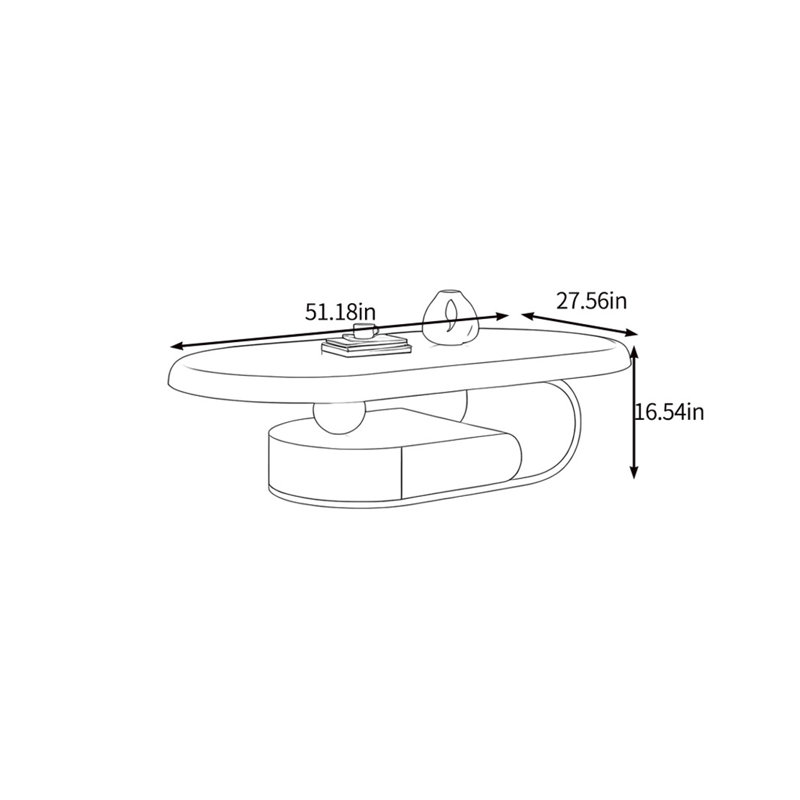 Table basse de style médiéval de couleur crème, Blanc/Noir, H 16,54 po x L 27,56 po x l 51,18 po