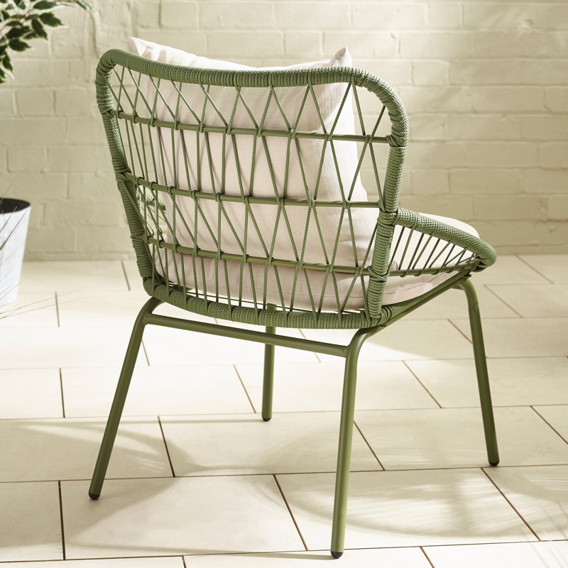 Zumba Garden Metal & Rattan Dining Table Set With 2 Seat Dining Chairs - Garden Bistro Table Set