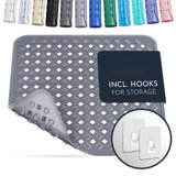 Anti Slip Shower Mat | Anti Mould Non Slip Bathtub Mat For Inside Shower | Square Floor Shower Mat 21 X 21 Inch With Suction Cups For Grip & Hooks Hanging And Quick Drying | Machine Washable