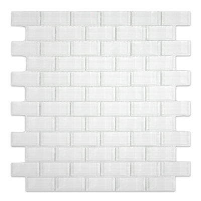 Carreaux de mosaïque en verre 1 po x 2 po blanc Oxygen