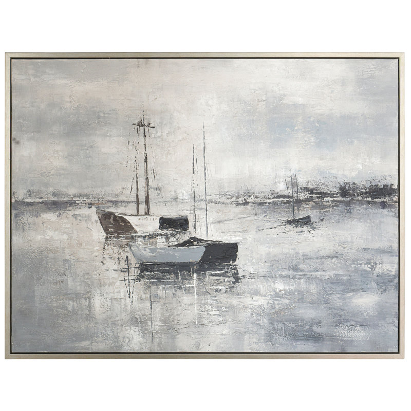 Sea Camping - Art mural sur toile tendue et encadrée, peint à la main