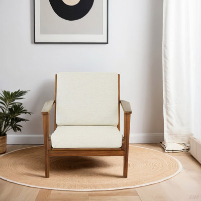 Connor Solid Wood Linen Lounge Chair