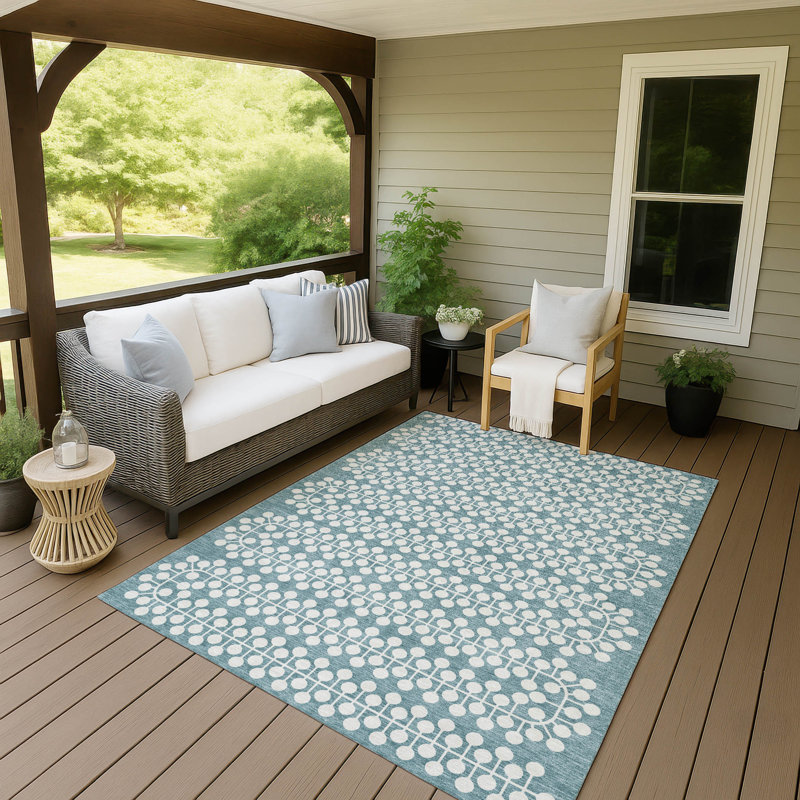 Tapis géométrique intérieur / extérieur lavable à la machine Brenden ACN2247, Rectangle 5 pi x 7 pi 6 po