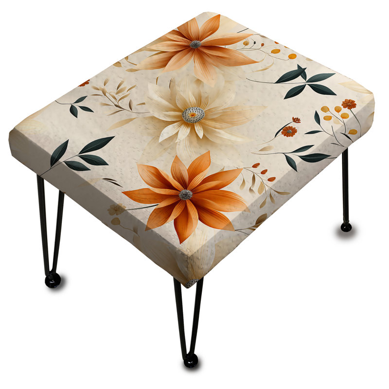 Earthy Mandala Boho Pattern III - Floral Rectangle Ottoman