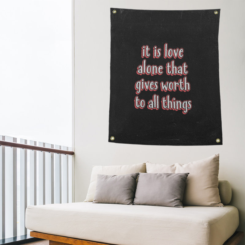 Tapisserie tableau noir de polyester love quot, H 36 po x l 26 po, Rouge