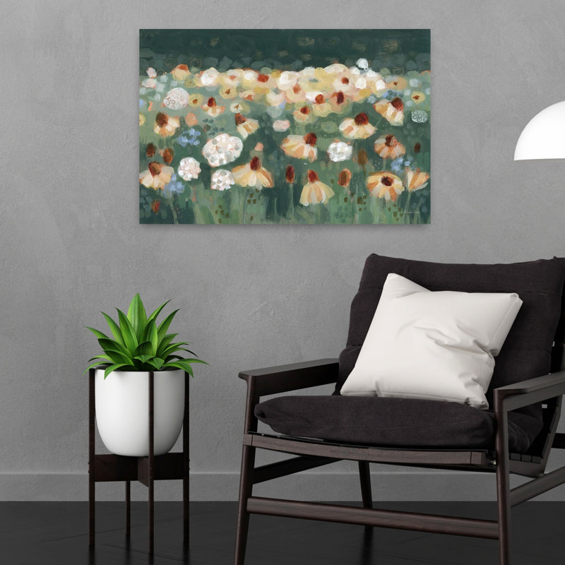 Fleurs sauvages I, art abstrait paysage mural, H 16 po x l 24 po