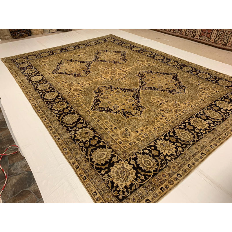 Tapis turc Oushak rétro noué à la main de conception unique 9 pi x 12 pi 8 po Anatolian