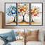 Automne orange et bleu arbre saisons reflets III - ensemble de salon abstrait Mid-Century Wall Art-107212424-107212425