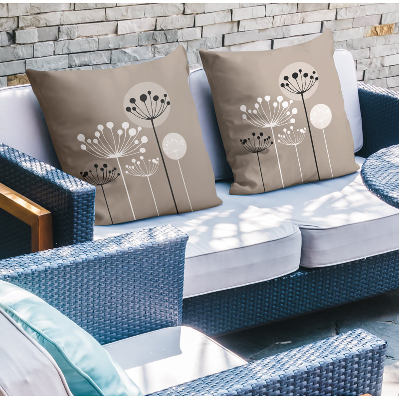 Housse et insert de coussin décoratif intérieur / extérieur en mélange de polyester, Beige, L 17 po x H 17 po