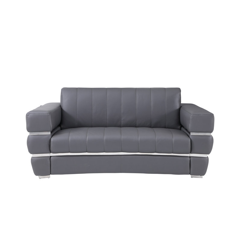 Causeuse en cuir italien Global United, Gris foncé