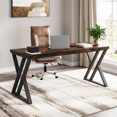 55 Inches Modern Writing Desk With Z-Shaped Metal Legs (Not Including Chair)