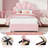 Twin Size Bed Frame for Kids - Cute Princess Style Velvet Headboard with 2 Storage Drawers. Upholstered Platform Bedframe with  Wood Slats Support-1864622586
