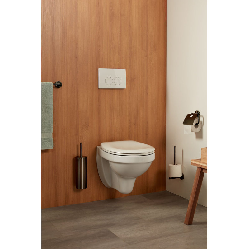 Cosmos Wall Mounted Toilet Brush and Holder, Brushed graphite look