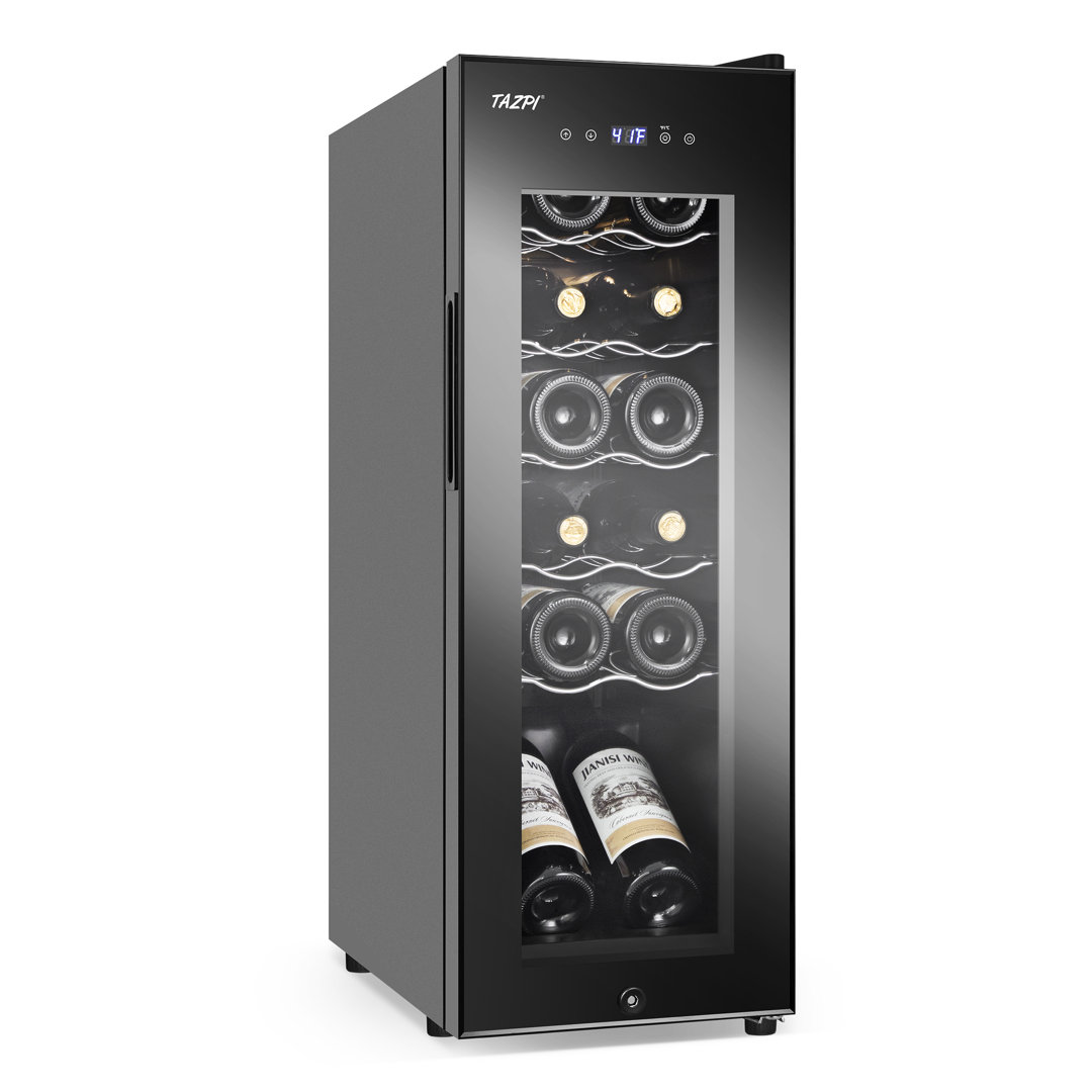12 Bottle Freestanding Wine Refrigerator With Glass Door TAZPI
