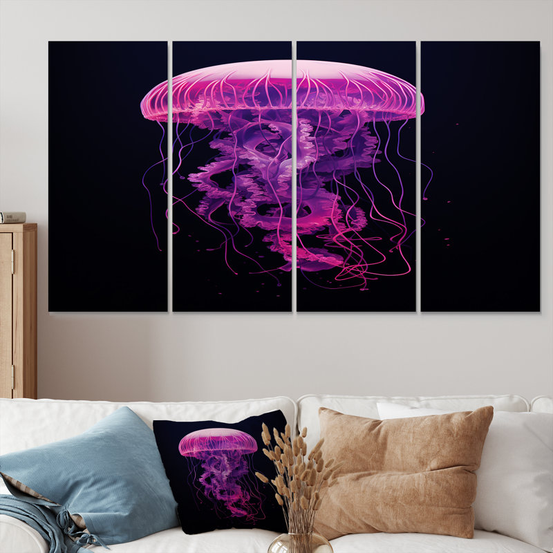 «Rimmer - Jellyfish», art mural sur toile, 4 pièces, H 28 po x l 48 po