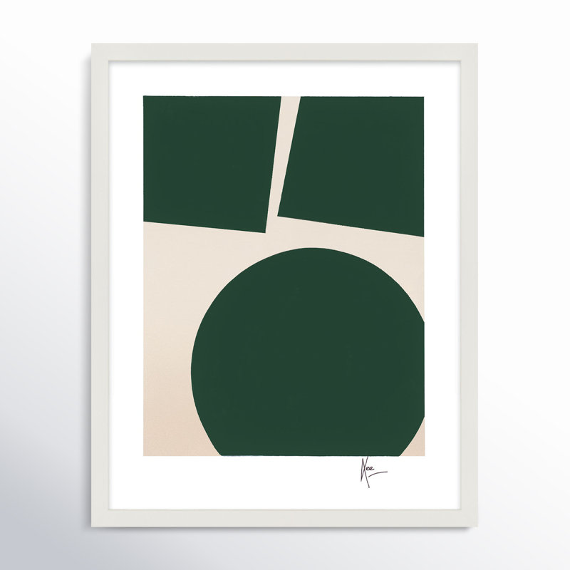 «You and Me You & Me In Green 1» par Lee Lessem - Art mural encadré, H 38 po x l 30 po x P 1,25 po, Blanc