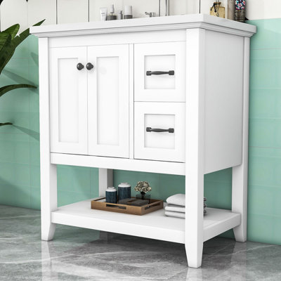 Nimar 30'' Free Standing Single Bathroom Vanity with Ceramic Top -  Winston Porter, 43A758719A704C3685AF5C94DE6B0F04