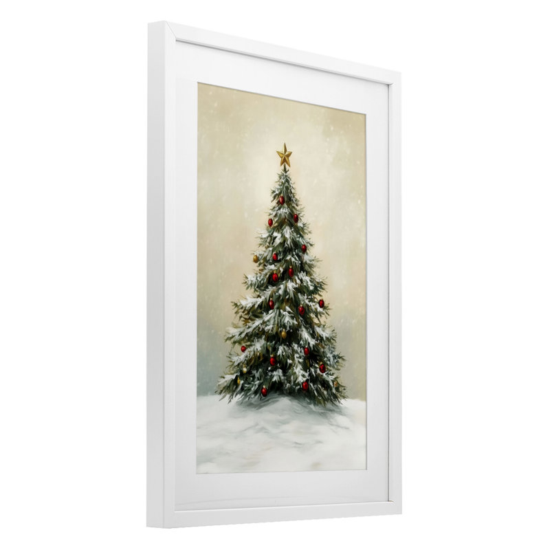 «Winter Tree with Ornaments», reproduction encadrée sous verre, design par LSR Design Studio, H 20 po x l 14 po