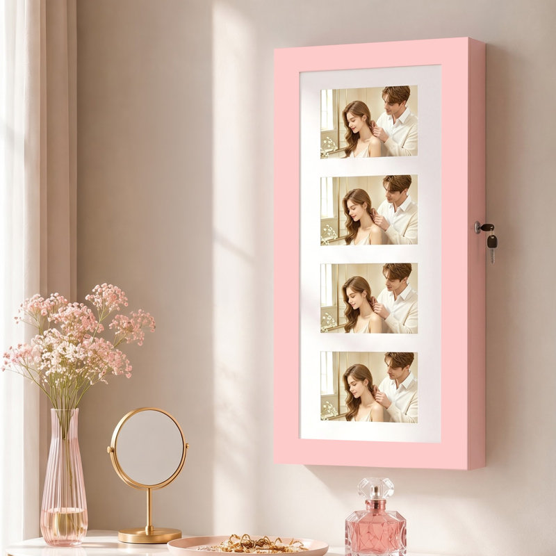 Armoire à bijoux murale avec miroir Tereasa, White