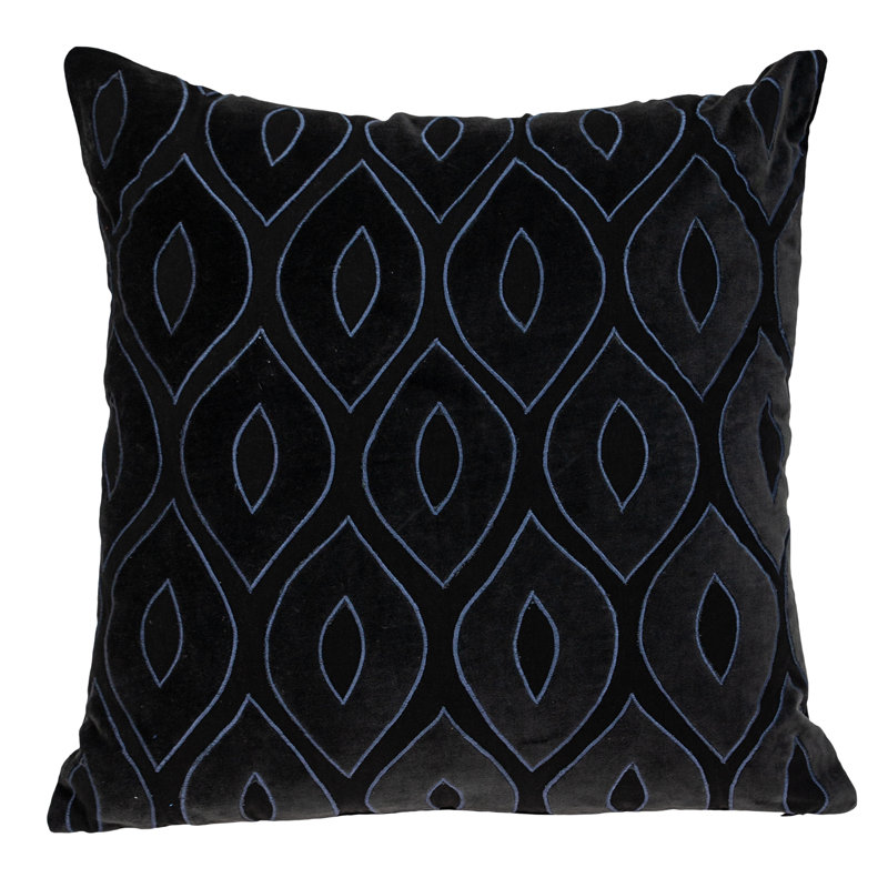Parkland Collection Crimson Charcoal Abstract 22" x 22" Cotton Velvet Decorative Throw Pillow