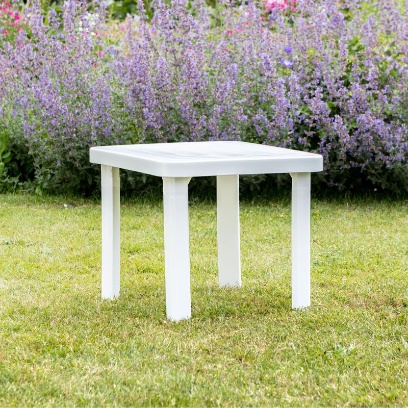 Square Outdoor Side Table , 47cm cm W 47cm cm D, 2 Pieces, White