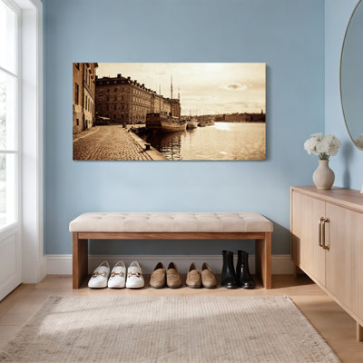 Ensemble de 1 tableau sur toile tendue représentant une scène de port vintage