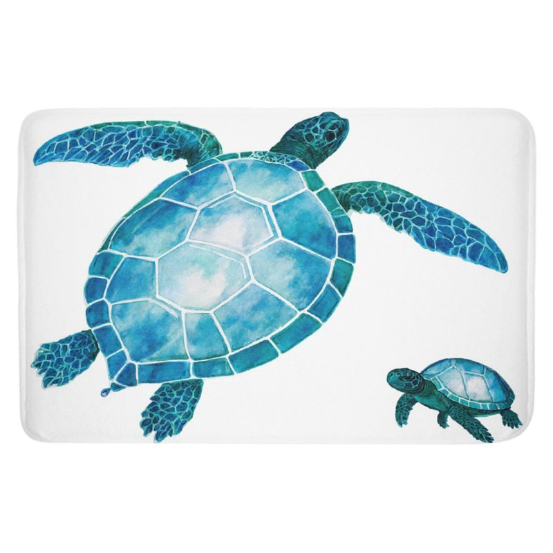 Tapis bleu pour salle de bain, 16 x 24