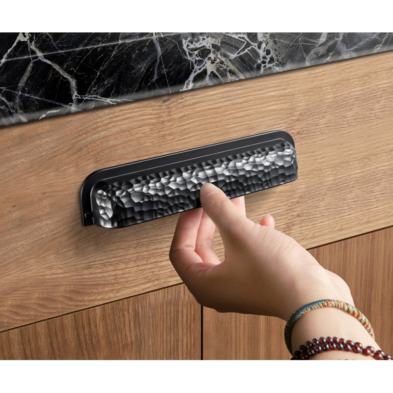 Textured Hammered Cabinet Pulls, 7 9/16", Noir