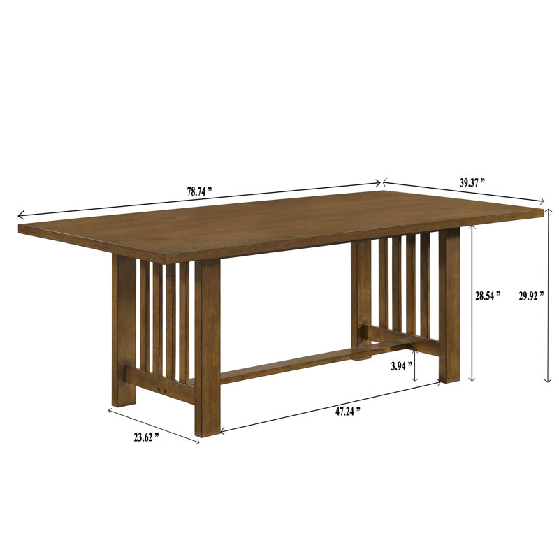 Ensemble de salle à manger en bois brun 6 pièces Mid-Century, H 30 po x l 79 po x P 40 po, Brun
