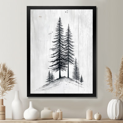 Winter White Pine Trees Forest - Pine Wall Art, Black Nature Canvas Print