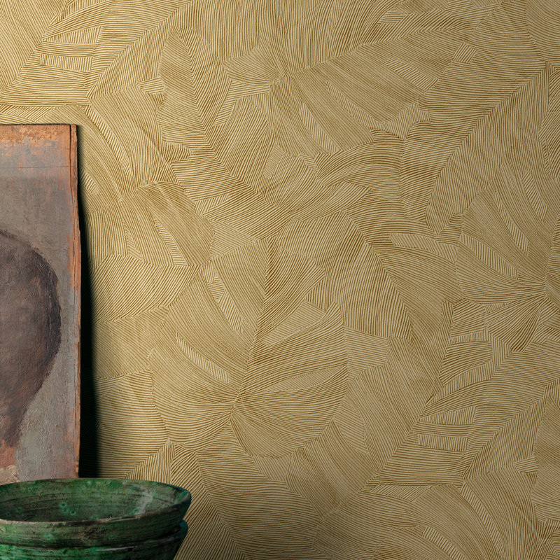 Karuna Collection Branched Leaf Motive Wallpaper Roll, Beige