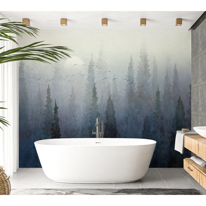 Murale paysage pelez et collez - Vol au-dessus de la forêt, L 154 po x L 110 po