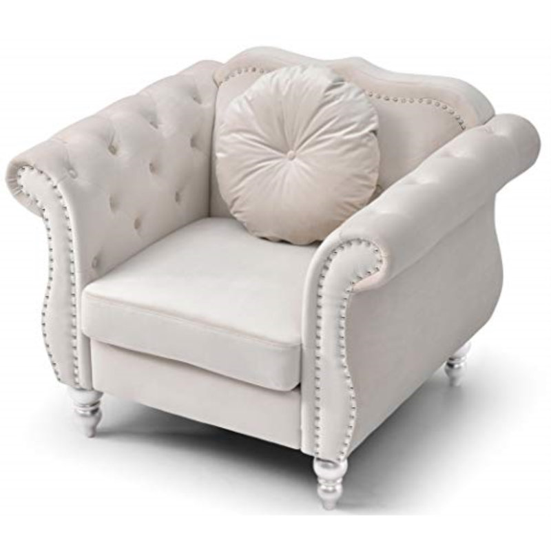 Farney Velvet Swivel Armchair, Ivory Velvet