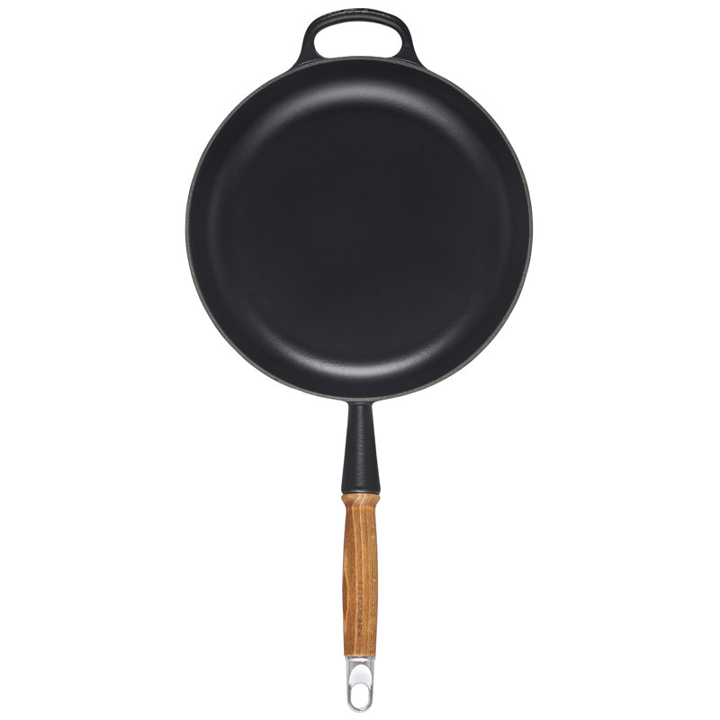 Le Creuset Enameled Cast Iron Alpine Wood Handle Fry Pan, 2.25Qt. - Flame, Licorice