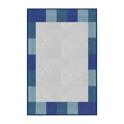 Tapis bleu marine à motif géométrique Antrina