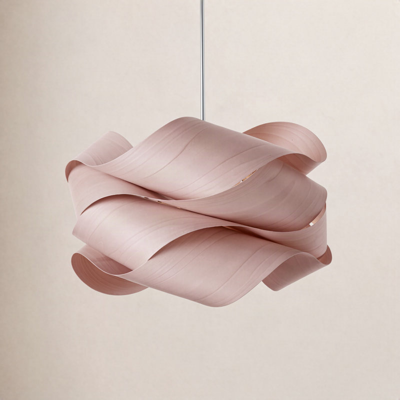 Dimmable 1 - Light Pendant, 11" H x 18.1" W x 18.1" D, Matte Black, Pale Rose