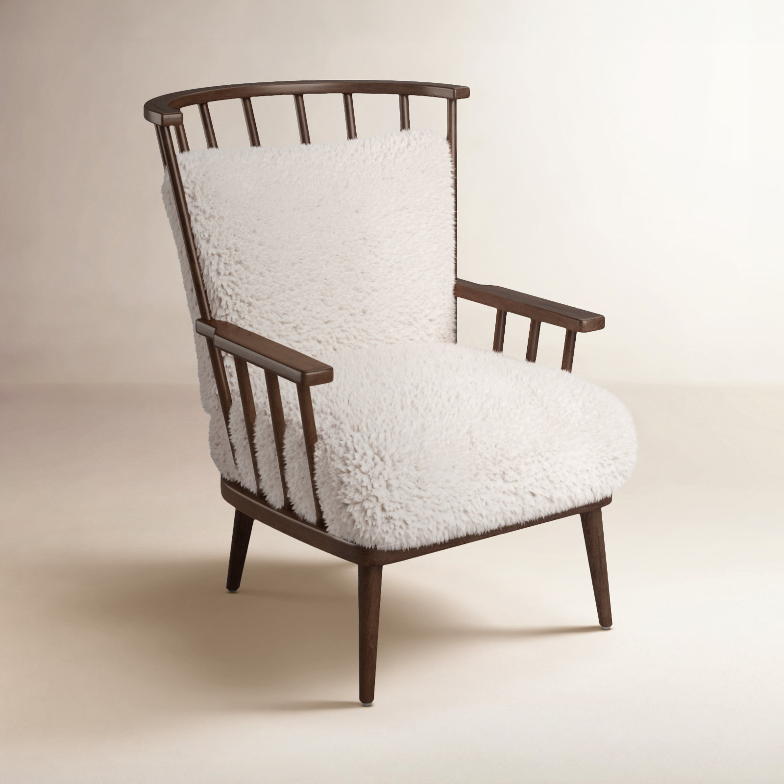 Allie Armchair, White Faux Fur
