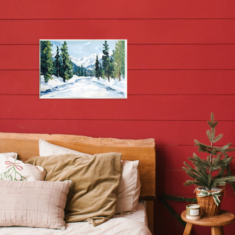 Plaque murale Snowy Tall Tree Pass, design par Petal Prints Design, H 10 po x l 15 po