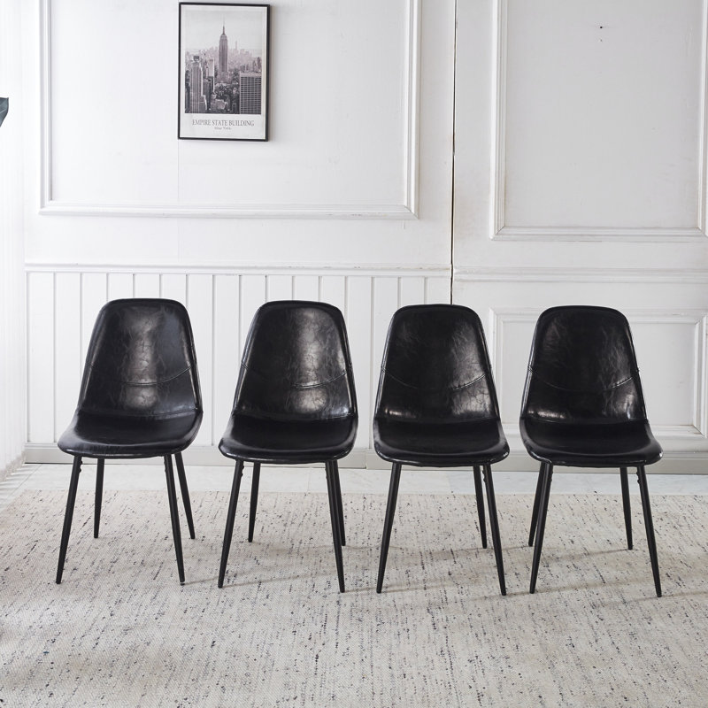 Chaise de salle à manger en PVC 4 pièces - noir, Noir