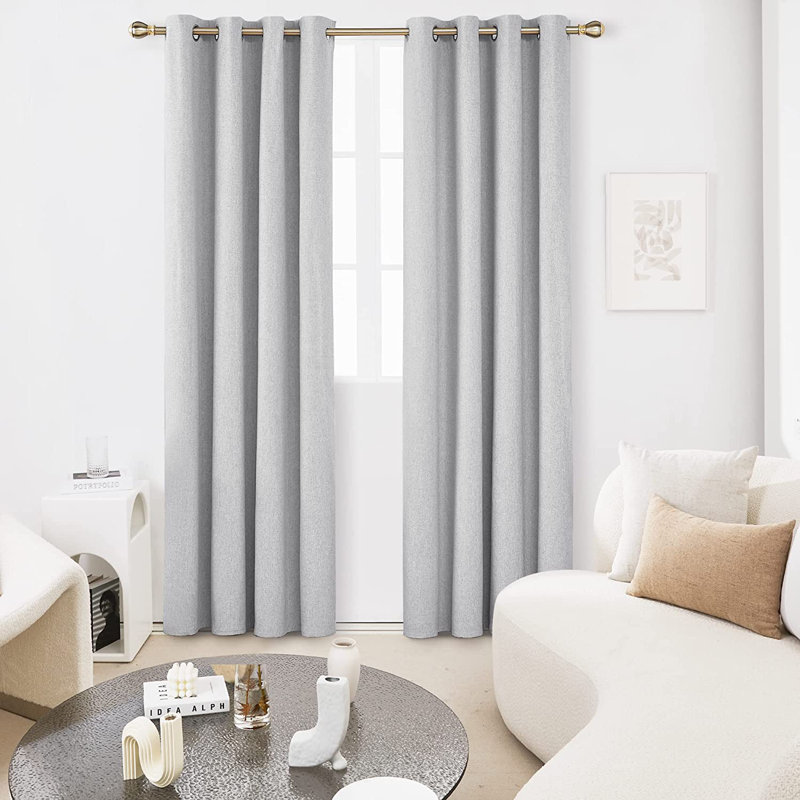 Alhamdi Blackout Thermal Curtains, 117cm Width x 229cm Drop, Light Grey