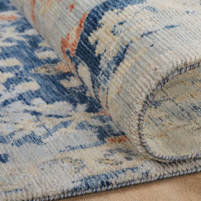Rosemont Wool Oriental Area Rug in Blue, Rectangle 3'6" x 5'6"