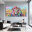Animaux, lion coloré, ensemble de 3 reproductions d'art sur toile-496322419