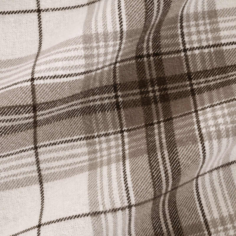 100% Cotton Flannel Sheet Set, Queen Sheet Set with 2 Pillowcases, Neutral Chesapeake Plaid