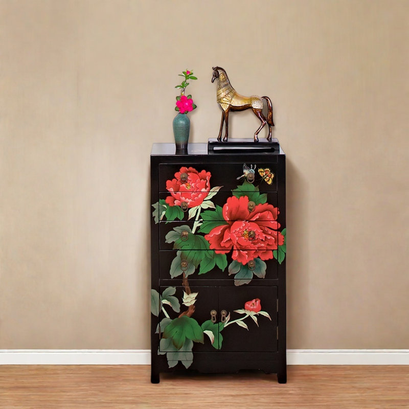 Hand-Painted Entryway Cabinet, Black